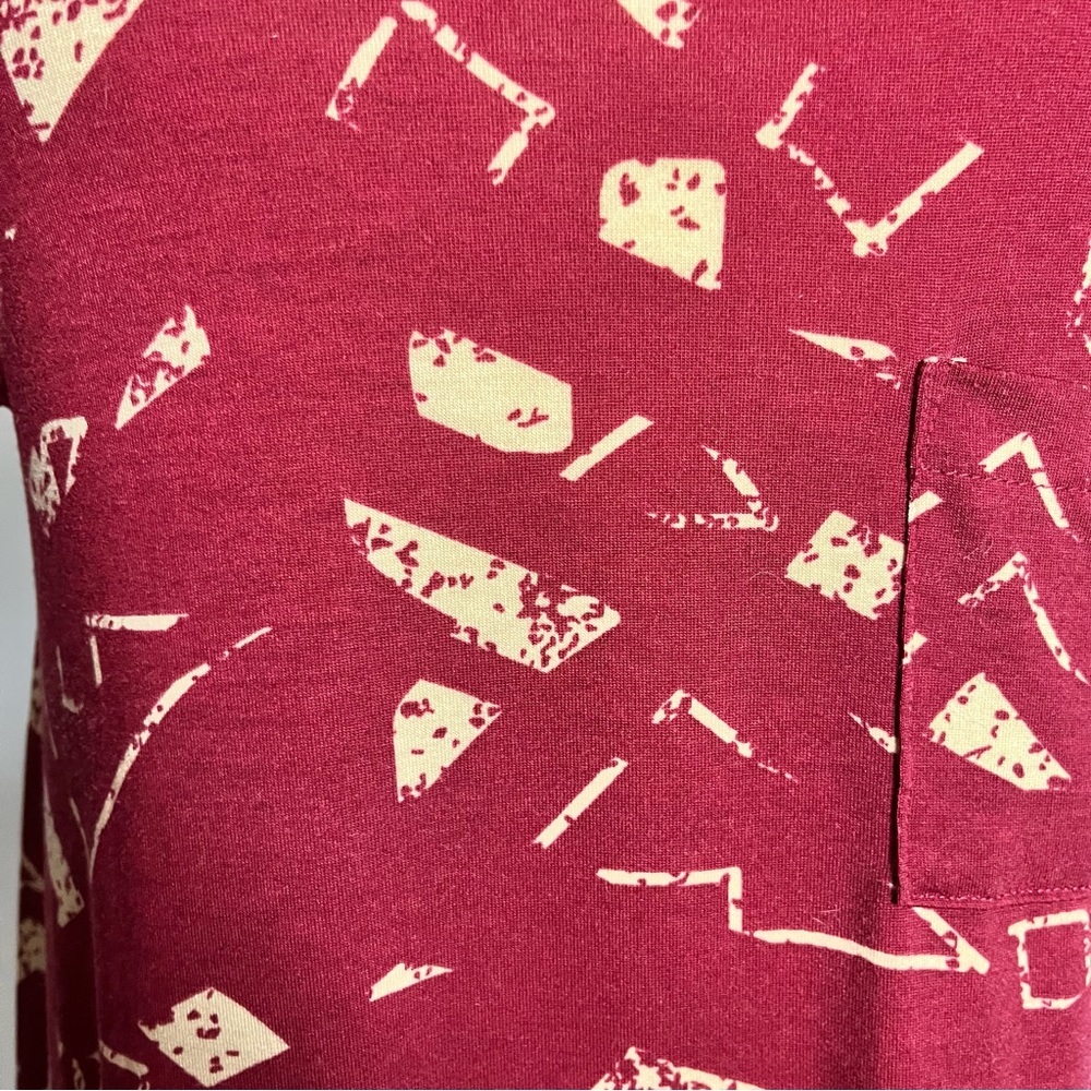 LuLaRoe Maroon Red and Tan Simply Comfortable Dress with Pocket - Picture 13 of 13